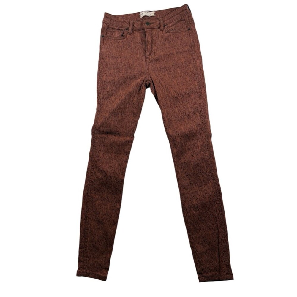 Free People Rust Brown Textured Skinny Jeans